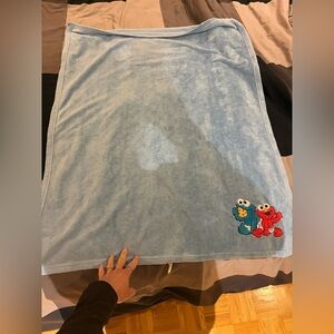 Blue blanket with Elmo and Cookie Monster Embroidery